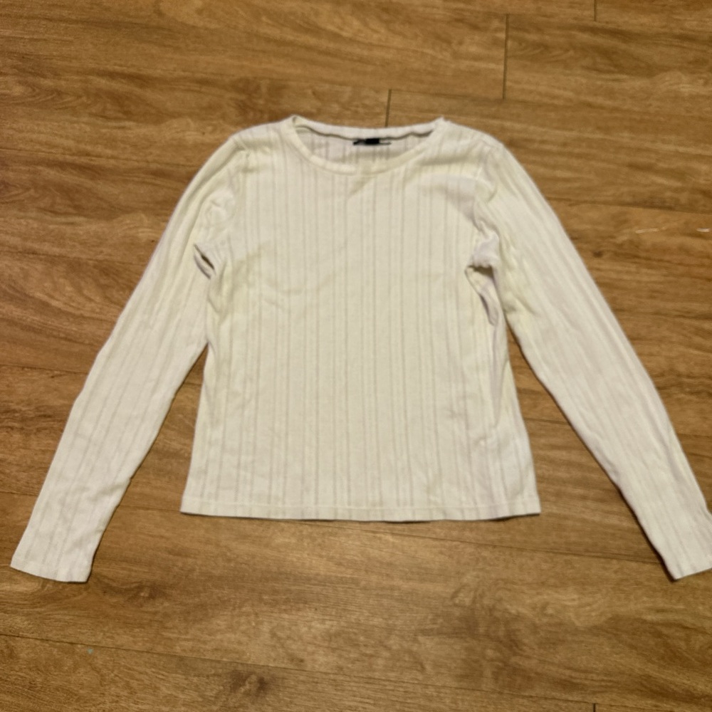 American Eagle Outfitters Cream Ribbed Long Sleeve